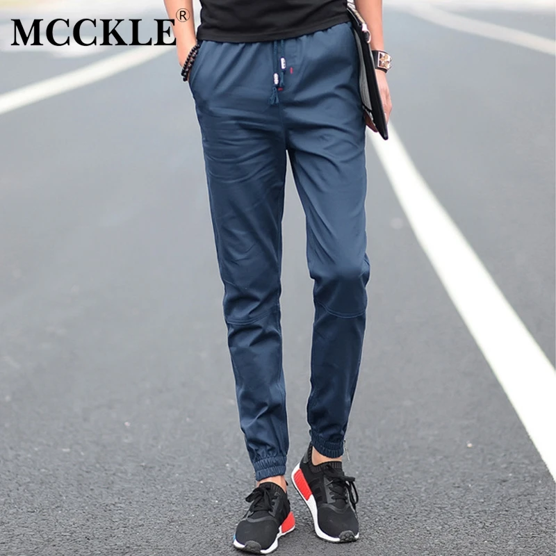MCCKLE мужские повседневные спортивные брюки Slim Fit Простые мужские брюки ноги ниндзя брюки мужские хлопковые шаровары мужские брюки-карандаш