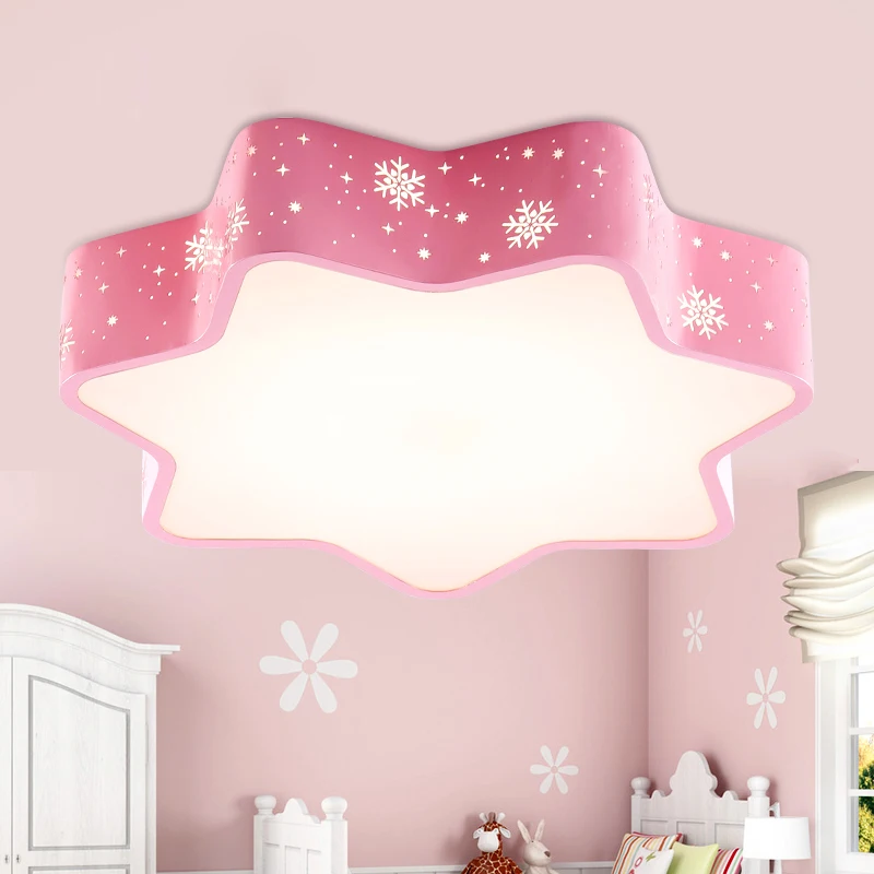 

Modern iron star children bedroom LED ceiling light fixture home deco pink snow acrylic ceiling lamp