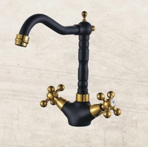 

BECOLA Black kitchen faucet Black basin faucet Golden basin faucet Double handle single hole kitchen faucet JR-868H