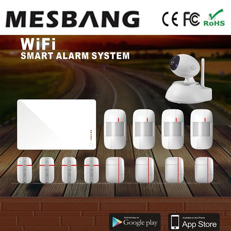 

Home Security Wireless Wifi Alarm System With Wifi IP Camera With APP Support Android ISO Smart Phone