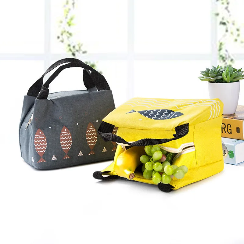 Переносная изолированная сумка-холодильник Bento с мультяшными рыбками для ланча, сумка для пикника, сумка для хранения, школьная сумка-Ланчбокс d90626