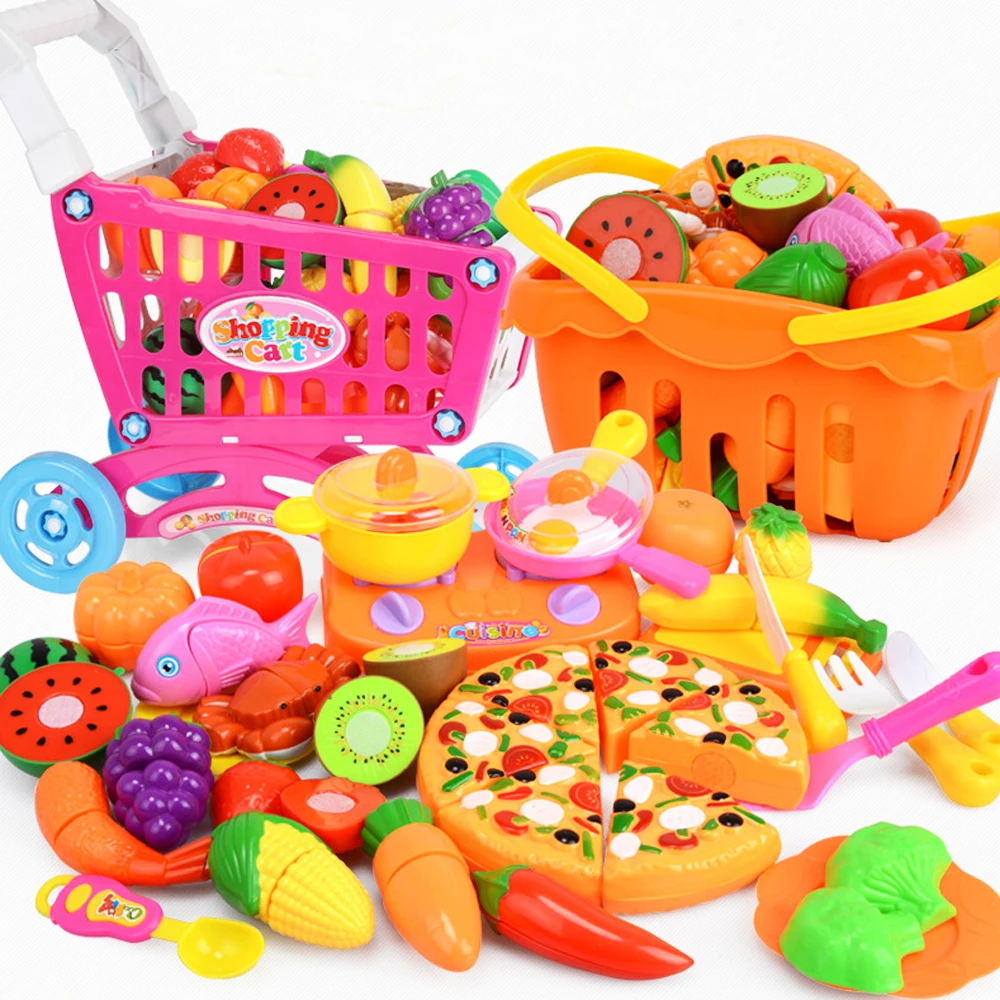 12-60 шт Детские игрушки для торта, кухонные игрушки, ролевые игры, резка фруктов, овощей, игрушки для еды, имитационный кухонный набор, инструменты для детей