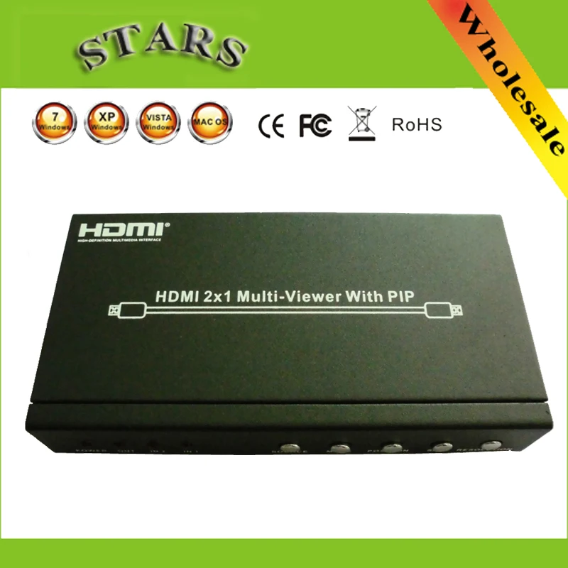 Mini 2 in 1 out HDMI 1.3 Splitter HD 1080P HDMI 2x1 Multi-Viewer with PIP power adapter support DVD PS3 RS232 HDTV,free shipping 1 in 2 out ports hdmi 1 03b splitter