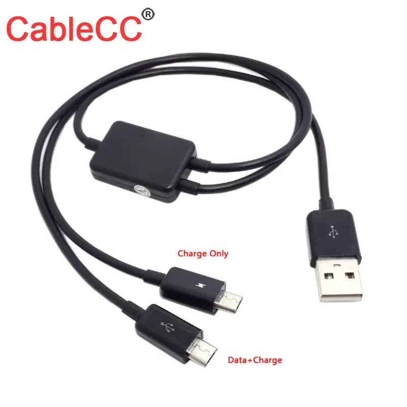 Cablecc CY 2 in 1 Combo USB to Micro USB Dual Plug Data Charger