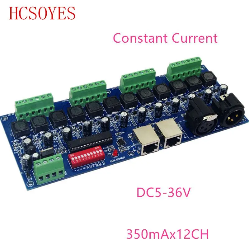 

(1 pcs/lots) DC5-36V 12 channel 350ma constant current dmx 512 decoder with RJ45 XRL 3P RGB controller