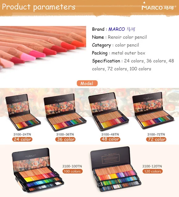 Wholesale Marco Renoir 24/36/48/72/Pencil Set Lapices De Colores  Profesionales Crayons Colouring Drawing Pencils Set Wholesale From Jiguan,  $28.41