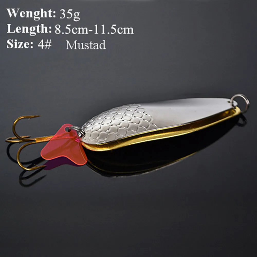 

FISH KING 1PC 3Color Metal Spinner Fishing Lure Hard Baits Spoon 7.5cm/35g With 4# Or #6 Hook Paillette Wobbler Pesca Tackle