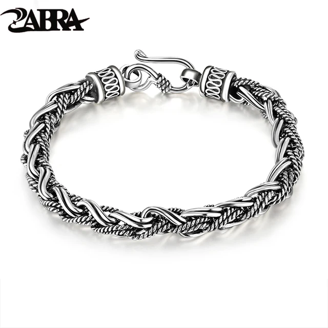 925 Silver Rope Twisted Bracelet For Punk Fashion Male Thai Vintage 925 Silver Rope Twisted Bracelet For Punk Fashion Male Thai Vintage 100 Sterling