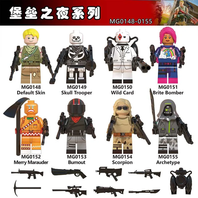 

Hot fortnight Game battle royale Jonesy Male Explorer Fortress night Skull Trooper Kit friends Building Blocks Toys JM113