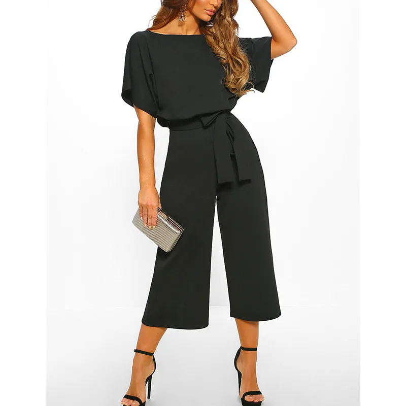 

yashangyi Vetement Femme 2019 Summer Elegant Jumpsuits Women Short Sleeve Bandage Party Rompers Ladies Overalls Bodycon Feminina