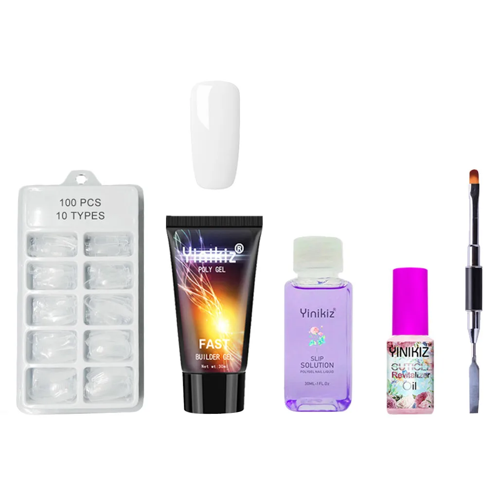 Набор для маникюра гель-лаком поли гель накладные ногти без бумаги Быстрый кристалл ногтей расширение пластик paznokcie набор nabor для аращивания ногтей#0,7