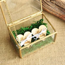 Personalized Glass Ring Box Wedding Ring Holder Copper Jewelry Box Proposal Ring Bearer Box Wedding Gift