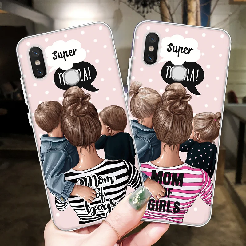 

For Redmi Note 7 Case For TPU Xiaomi Redmi Go 4X 5 6A 4A Plus 5A 6 S2 Note 5 6 Pro 3 4 4X 5A Soft Black Brown Hair Baby Mom Girl