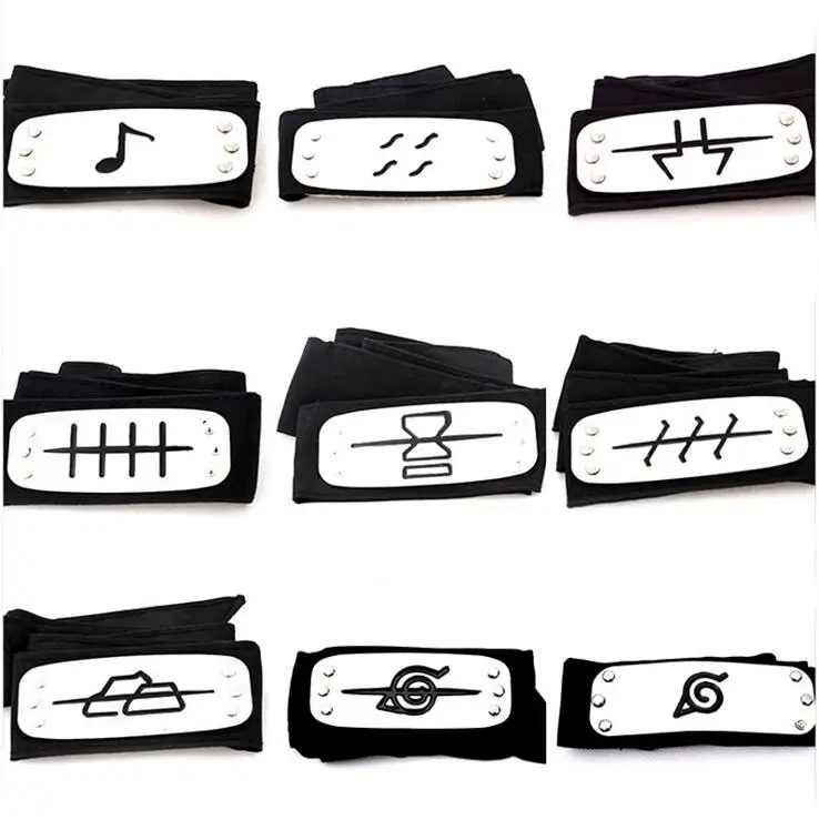 

2018 Cool Uzumaki Naruto Cosplay Headband Leaf Village Black Blue Red Set For Pain Hatake Kakashi Gaara Headband arco de cabelo