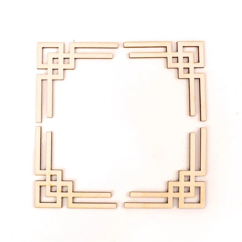 Деревянный Скрапбукинг, шитье, украшение для дома, китайский стиль, Ретро стиль, рамка, кружево, узор, рукоделие, аксессуары ручной работы, 4 шт., 40-80 мм, MZ282