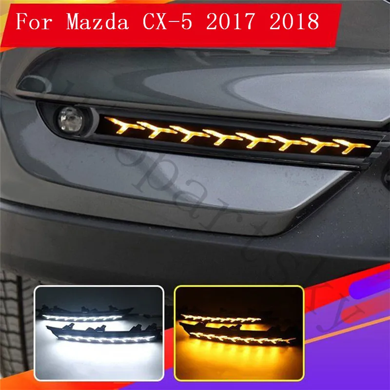 

[ Set of 2PCS ] TWO Kinds Function day time running light DRL White Lights For Mazda CX-5 2017 2018 turn signal lamps
