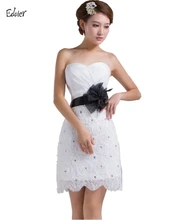 Edaier Short Silk Lace Bridesmaid Dress 2017 Simple Strapless Dress for Wedding Party Customize Women Formal Bridesmaid Gowns