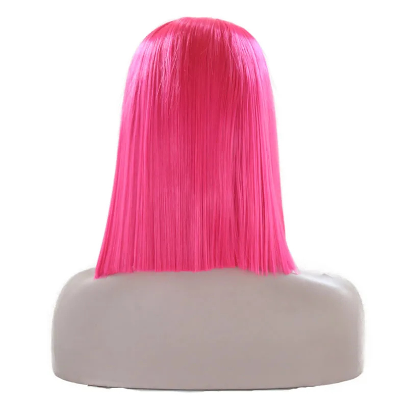 JOY& BEAUTY, 12 дюймов, синтетический парик на кружеве, без клея, Термостойкое волокно, розовый, красный цвет, короткий Боб, косплей, парик для женщин