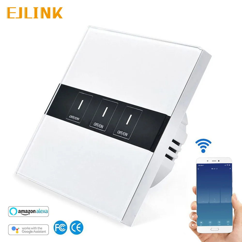 

EJLINK Smart Wifi Wall Touch Switch 1 Gang 1 Way Wireless Remote Light Relay App Control Work with Alexa Google Home