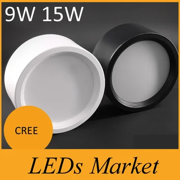 

9w 15w 20w 28w cree Led downlight Dimmable Surface Mounted Ceiling Spot light AC110V-220V Ceiling lamp with black/white Housing