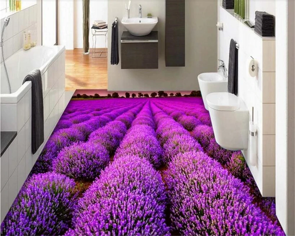 

beibehang Aesthetical fashion decoration indoor papel de parede 3d wallpaper Lavender living room bedroom 3D floor papier peint