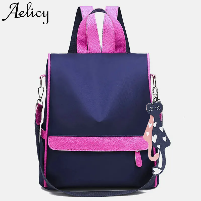 

Aelicy Fashion Women's Backpack Phone Pocket High Quality Lady Retro Nylon Lotus Wild large Capacity School Shoulder Bag 2019
