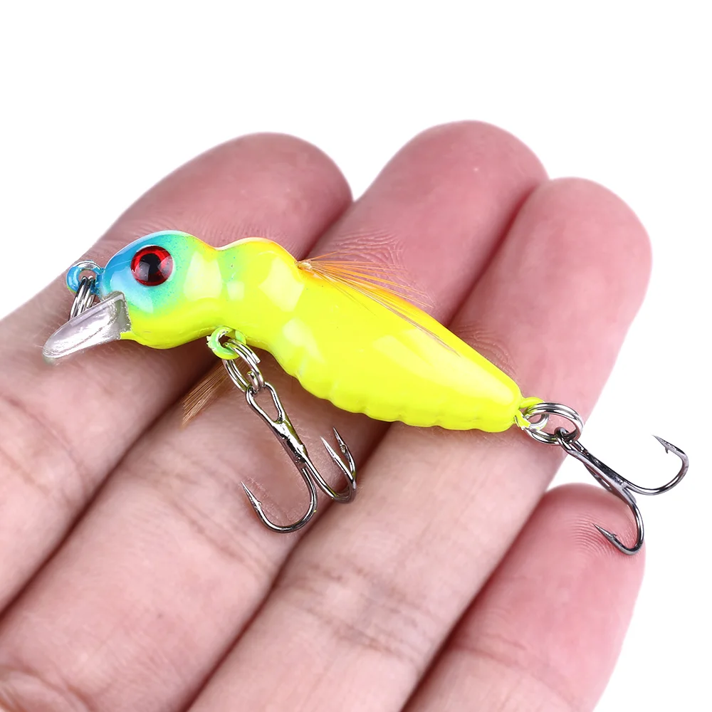 1Pcs Mini Insect Lure 4.5cm 3.4g Fly Fishing Lure with Wing Hard