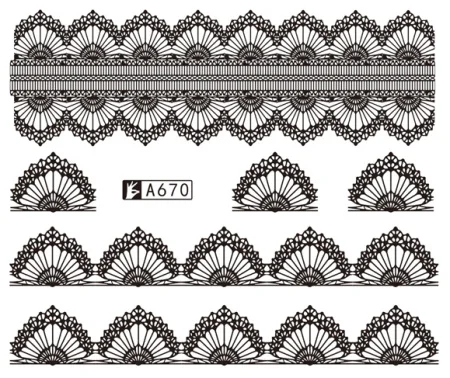48 листов в партии, Переводные ногти с водой, кружевные черные цветы, дизайн, маникюрные советы, инструмент для украшения ногтей, набор A625-672