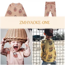 ZMHYAOKE/ новые осенние Рубашки для малышей футболка для маленьких девочек модная одежда для маленьких мальчиков с животными, топы для девочек