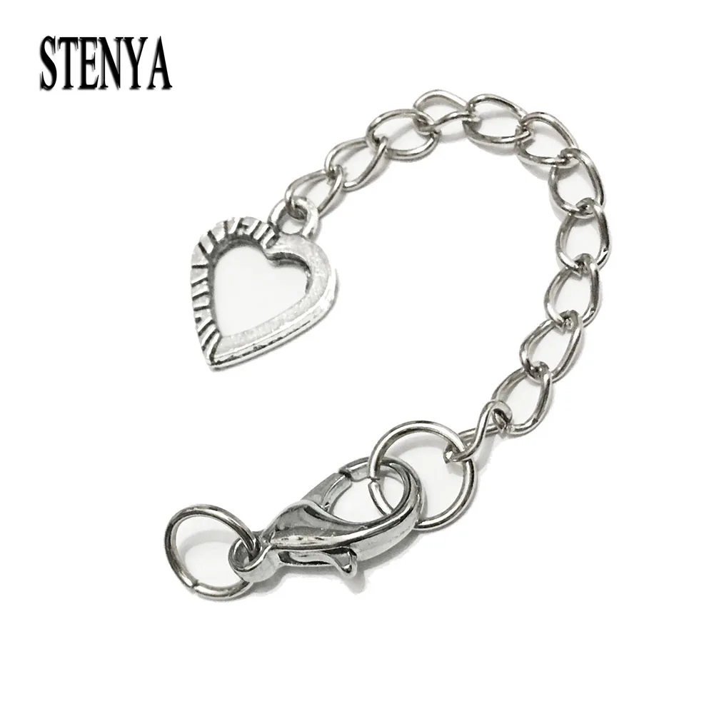 

STENYA Extended Extension Chains Lobster Swivel Hook Jump Rings Cord Bracelet Findings Flower Filigree Pendants Jewelry Charms