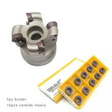1pcs EMR 5R 50 22 4T EMR 5R 63 22 4T Face Mill Holder with 10pcs Round Insert RPMW1003 Milling Cutter Indexable Mill Tool Set 1pcs EMR 5R 50 22 4T EMR 5R 63 22 4T Face Mill Holder with 10pcs Round Insert RPMW1003 Milling Cutter Indexable Mill Tool Set