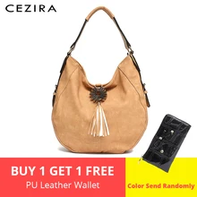 CEZIRA большая женская сумка Shoudler, большая сумка с одной ручкой для дам, сумка-хобо с кисточками, Женская круглая сумка-хобо, сумки через плечо