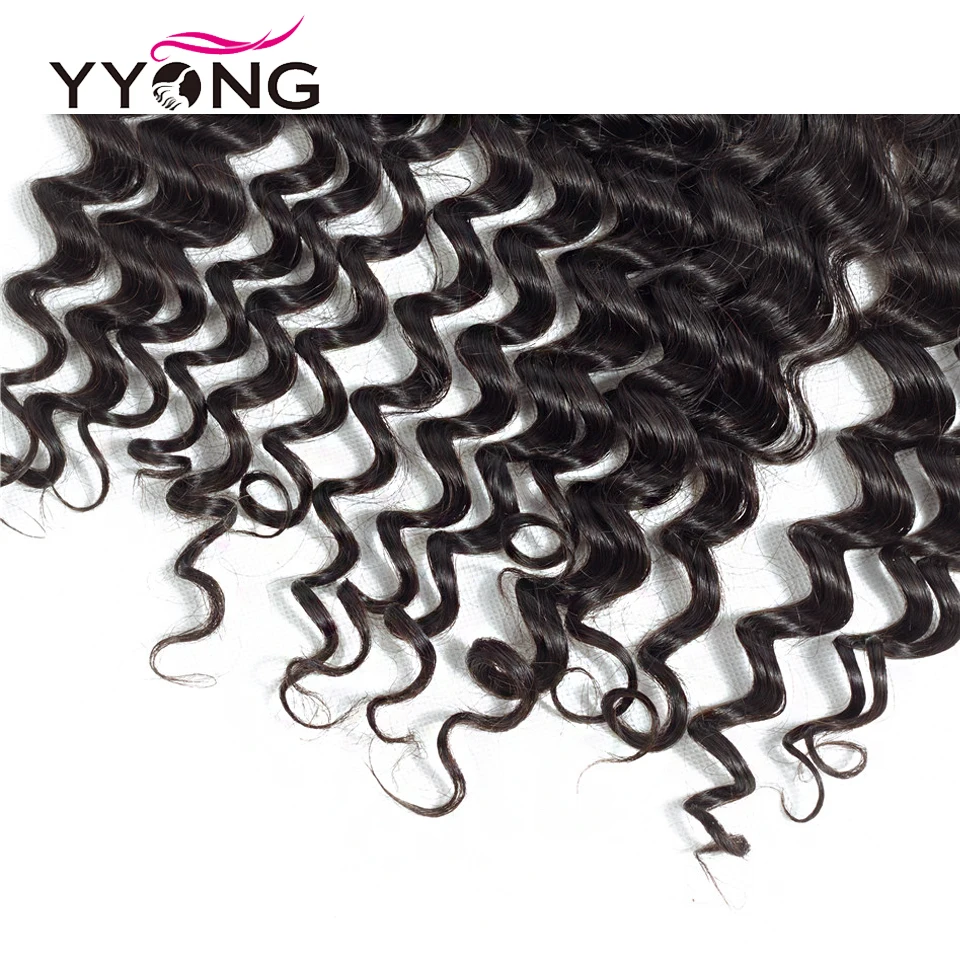 Yyong Brazilian Deep Wave Human Hair Lace Frontal Closure 13*4 Ear To Ear Free/Middle/Three Part Swiss Lace Remy Can Be Bleached