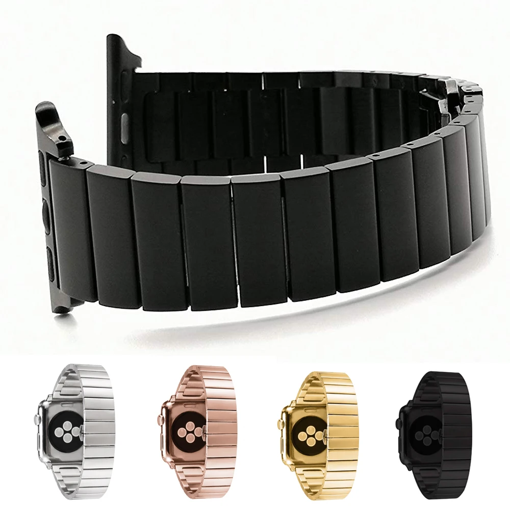 Роскошный ремешок из нержавеющей стали с застежкой-бабочкой для часов Apple Watch 4, 3, 2, 1, 38 мм, 42 мм, модный ремешок для iwatch
