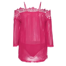 YOUYEDIAN Для женщин белье короткого пеньюара беби долл кружевное нижнее белье, чашечки расположены рядом, платье для сна и стринги сексуальные Для женщин домашний костюм# w35