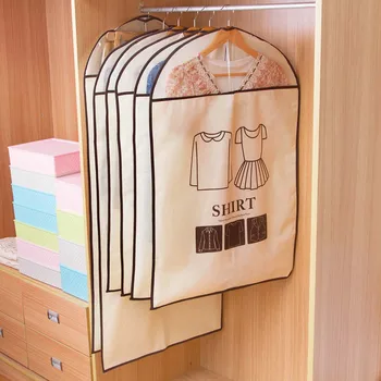 

6PCS Nonwoven Home Garment Dress Suit Clothes Dust Cover Clothes Cover Hanging Coat Suit Protect Storage Bag Wardrobe Organizer