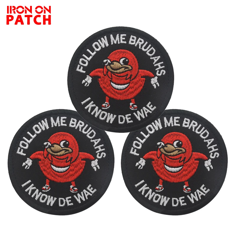 

Ugandan Knuckles Follow Me Brudahs I Know De Wae Vest Patch DIY Tactical Badges For Backpack Black Meme Military PATCH