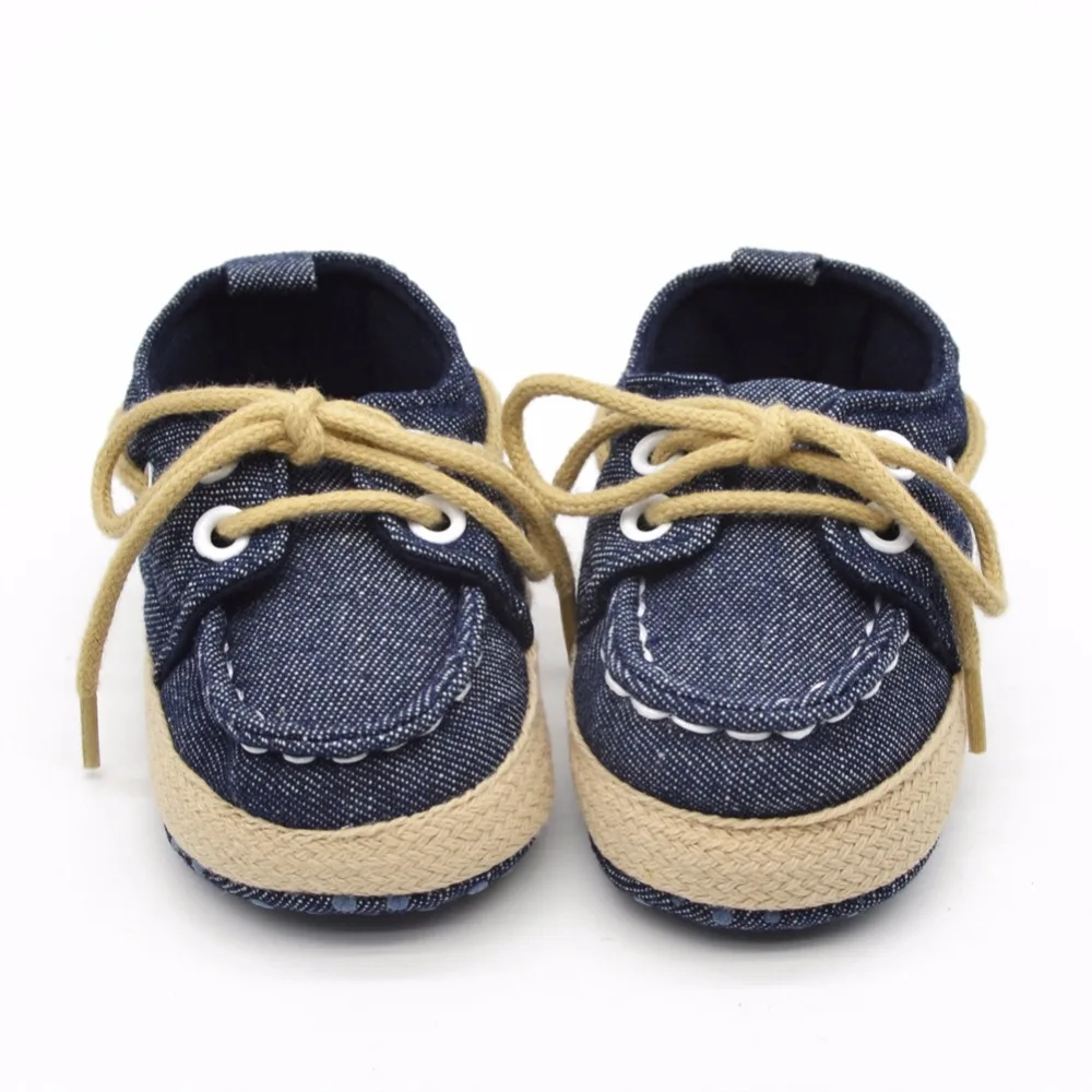 

2017 Spring/ Summer Cotton Fabric Lace-up Shallow Soft Sole Prewalkers Baby Girl & Boy Shoes For 0-18 Month Wholesale