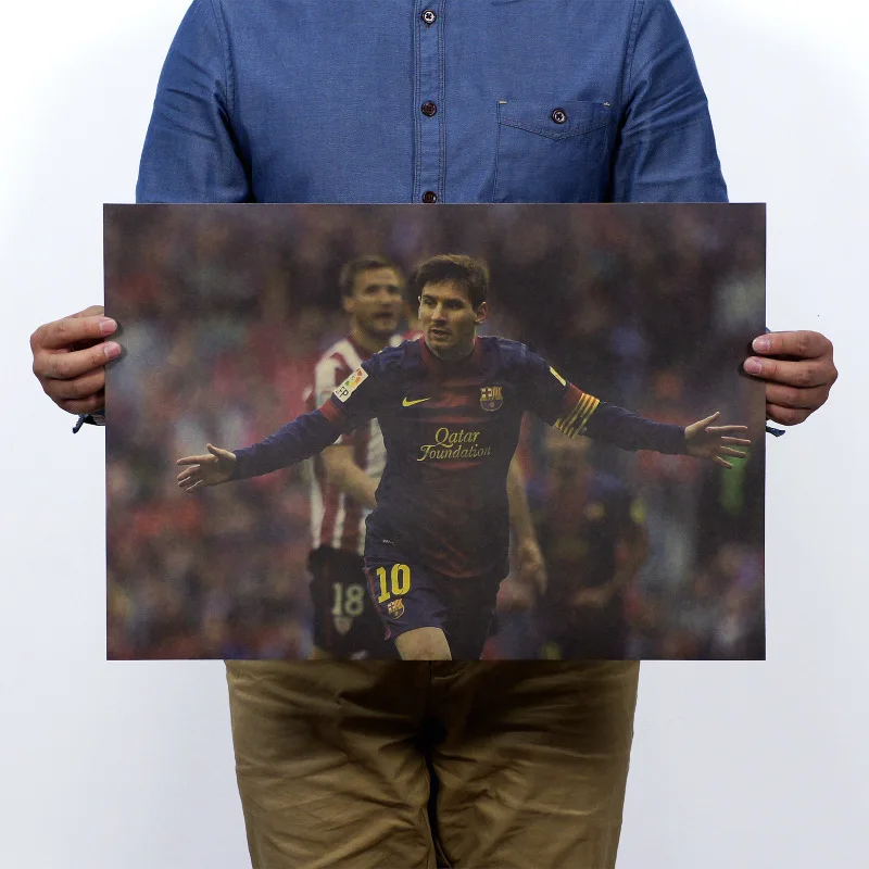 Football Star Lionel Messi Vintage Kraft Paper Poster Map Home Wall