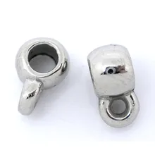 Дорин коробка Прекрасный 300 шт. ровный Серебряный тон чашки дужки бусины 9 х 6 мм фурнитура(B03151