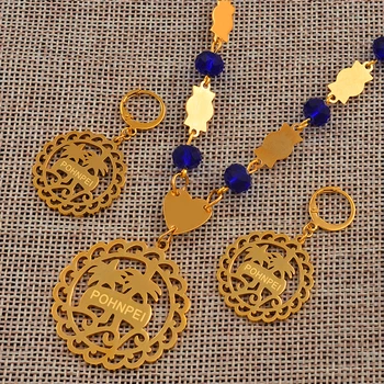 

Gold Color POHNPEI Jewellery Trendy Islands Ball Pendant and Beads Necklaces Earrings Jewelry sets for Women Gifts #J0304