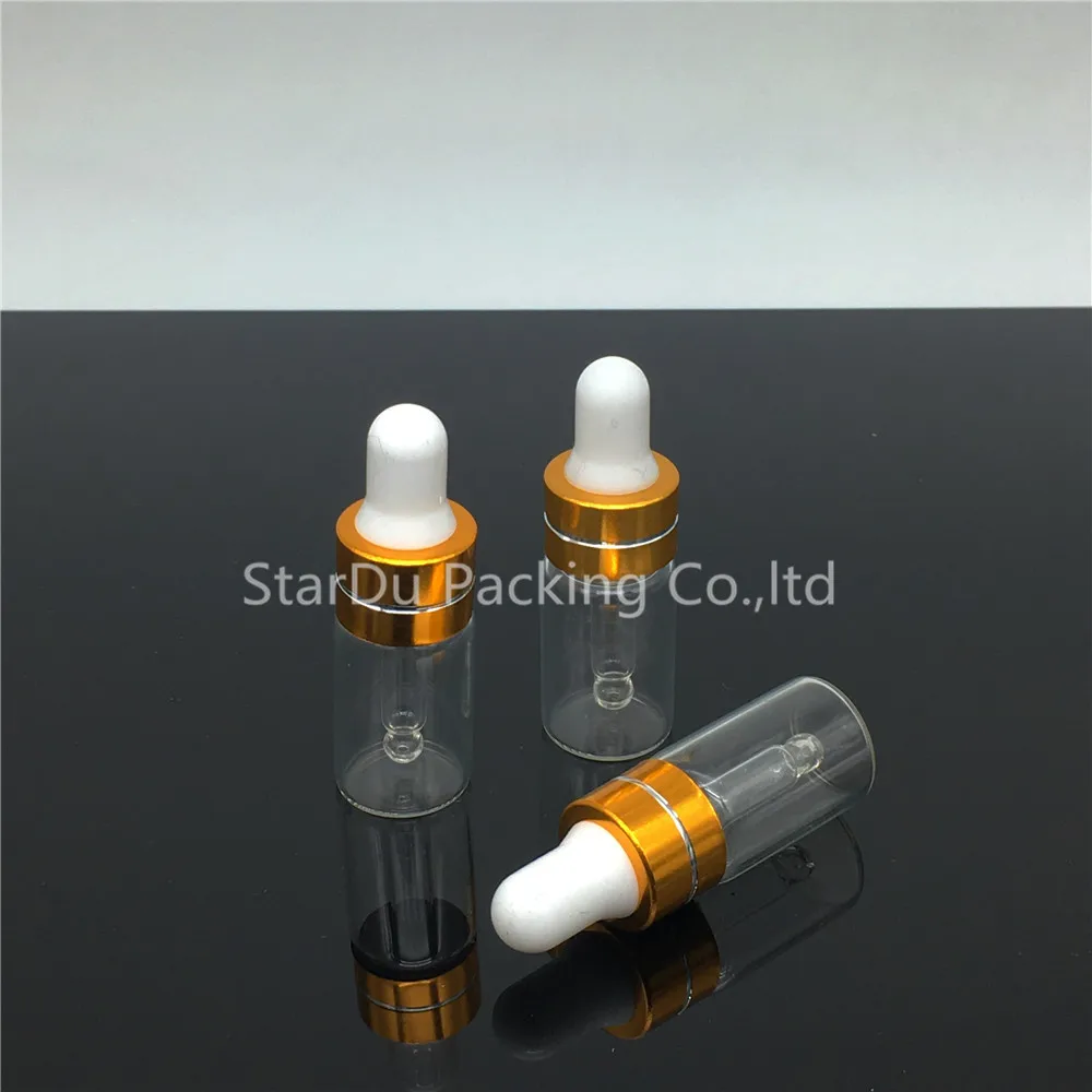 500PCS 3ML Small Clear Glass Dropper Bottle, 3cc empty Mini Glass Vial