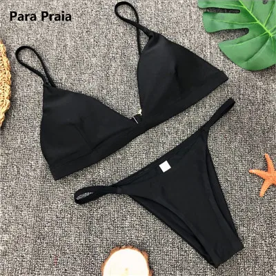 bikini set sale 9 Colors Solid Bikini Set 2021 Sexy Push Up Swimwear Women Brazilian Swimsuit Low Waist Biquini Halter Two Pieces Bathing Suit cheeky bikini sets