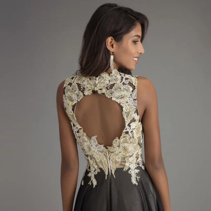 LORIE Party Evening Dress Long Formal 2018 Robe De Soiree Backless Elegant Women Lace Prom Dresses Black Evening Gowns Plus Size