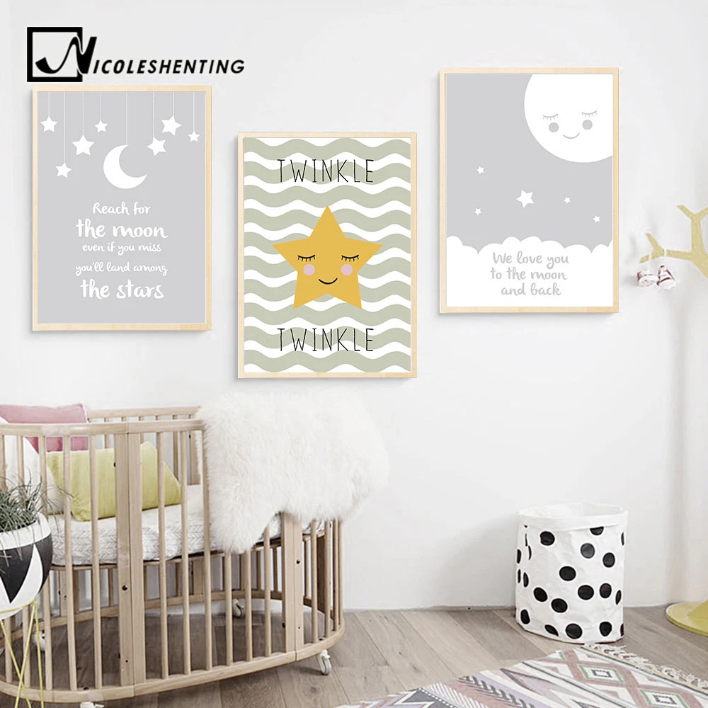 Affiche De Toile D Art Mural Avec Citation De Lune D Etoile Peinture Kawaii Imprimee De Style Nordique Images De Salon Chambre De Bebe Decoration Aliexpress Affiche De Toile D Art Mural Avec Citation De Lune D Etoile Peinture Kawaii Imprimee De Style Nordique Images De Salon Chambre De Bebe Decoration Aliexpress