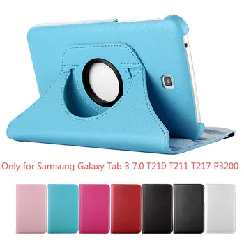 

Tab 3 7.0 inch 360 Degree Rotating PU Leather Flip Cover Case For Samsung Galaxy Tab 3 7.0 SM-T210 T211 T217 P3200 Tablet Cover