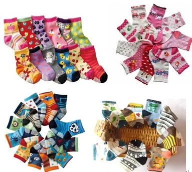 10 пар/партия), хлопковые носки для малышей, нескользящие носки-тапочки с резиновой подошвой, носки с рисунками для маленьких детей 1-3 лет