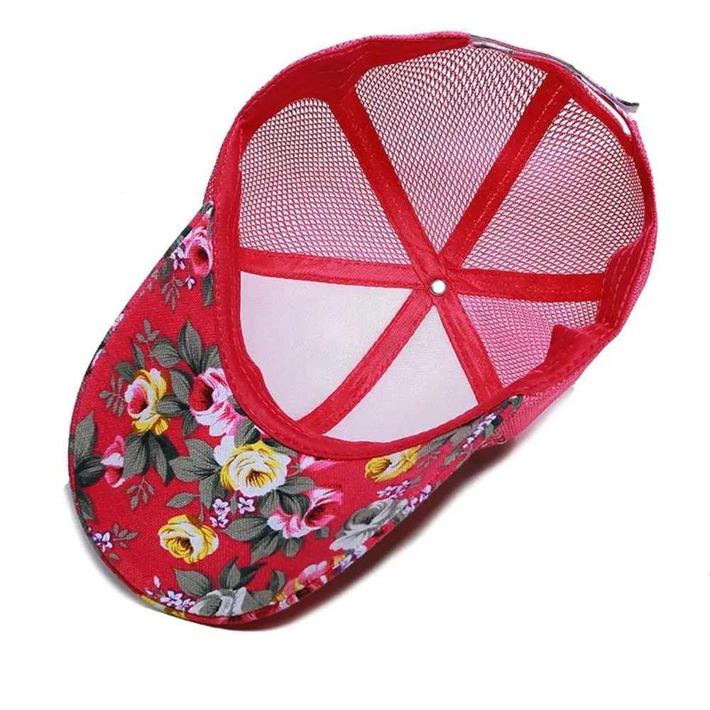 1 PCS Mode Frauen Mädchen Mesh Baseball Kappe Weibliche Floral Gedruckt Hut Outdoor Sport Visier Sonne Kappe Geschenk Eine Größe