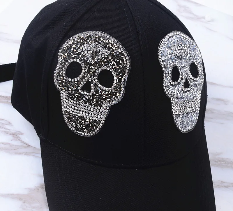 

skull motif 10pcs/lot hotfix rhinestones heat transfer iron on patches strass crystal applique for garment hat bag decoration