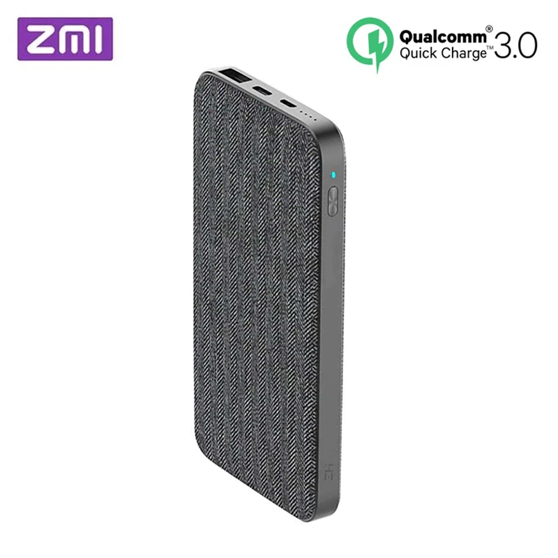 

Xiaomi ZMI 10000mAh Power Bank QC3.0 PD Type-C PD Two-Way Quick Charge 18W External Battery Portable Mobile Phone Fast Charging